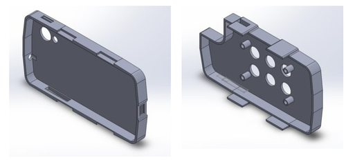 Figure 2. 3-D design of the inner (left) and the outer (right) shell of the case.